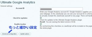Ultimate Google Analytics設定画面 Ultimate Google Analytics設定画面