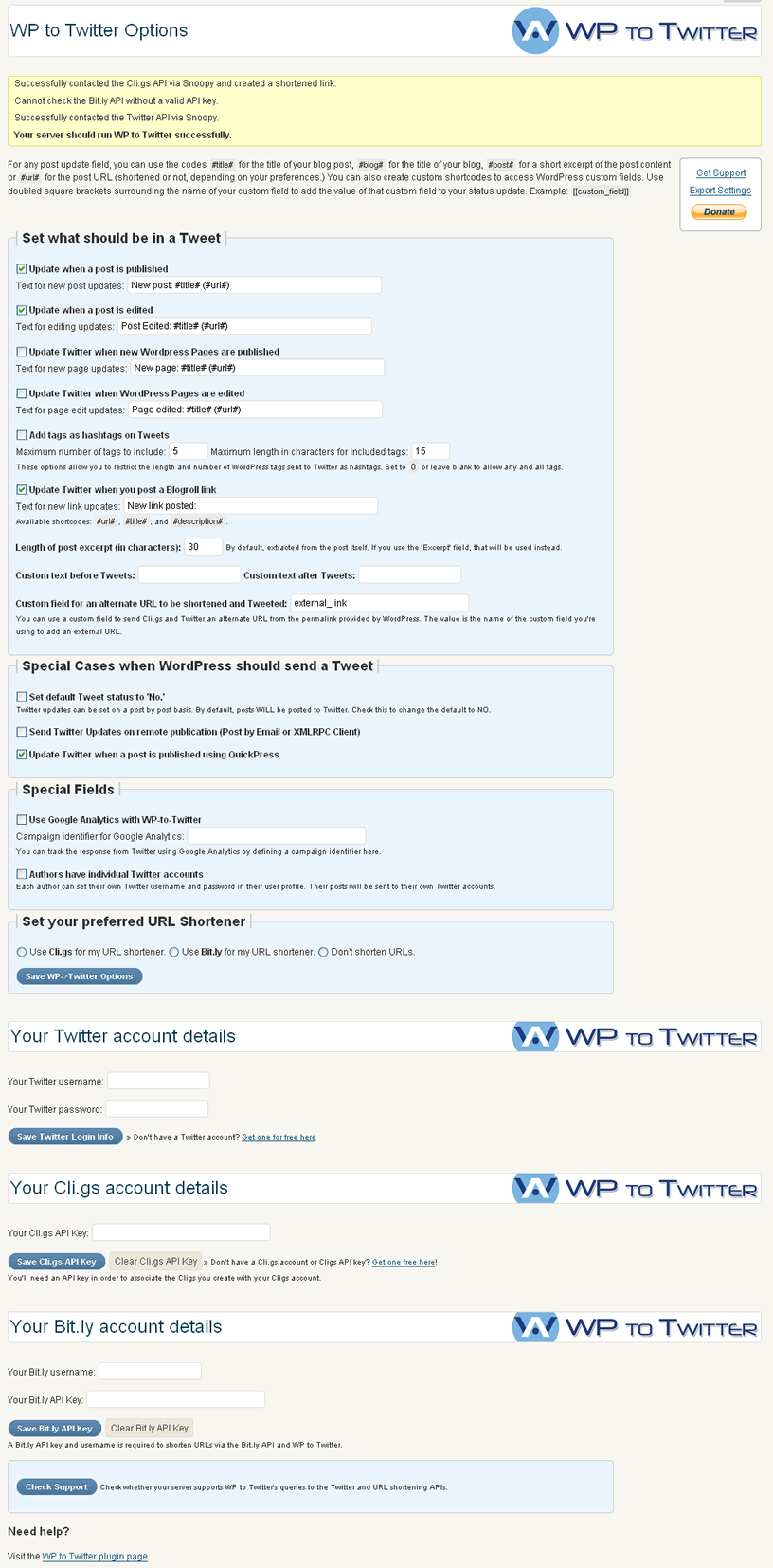 WP to Twitter をインストールしてみた WP to Twitter をインストールしてみた