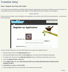 Tweetable インストール画面1 Tweetable インストール画面1