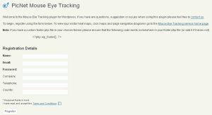 Mouse Eye Tracking 登録画面